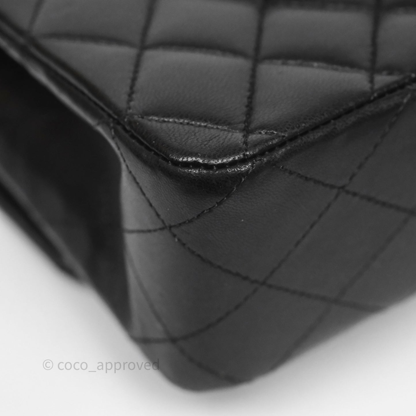 Chanel Classic M/L Medium Flap Quilted Black Lambskin Silver Hardware