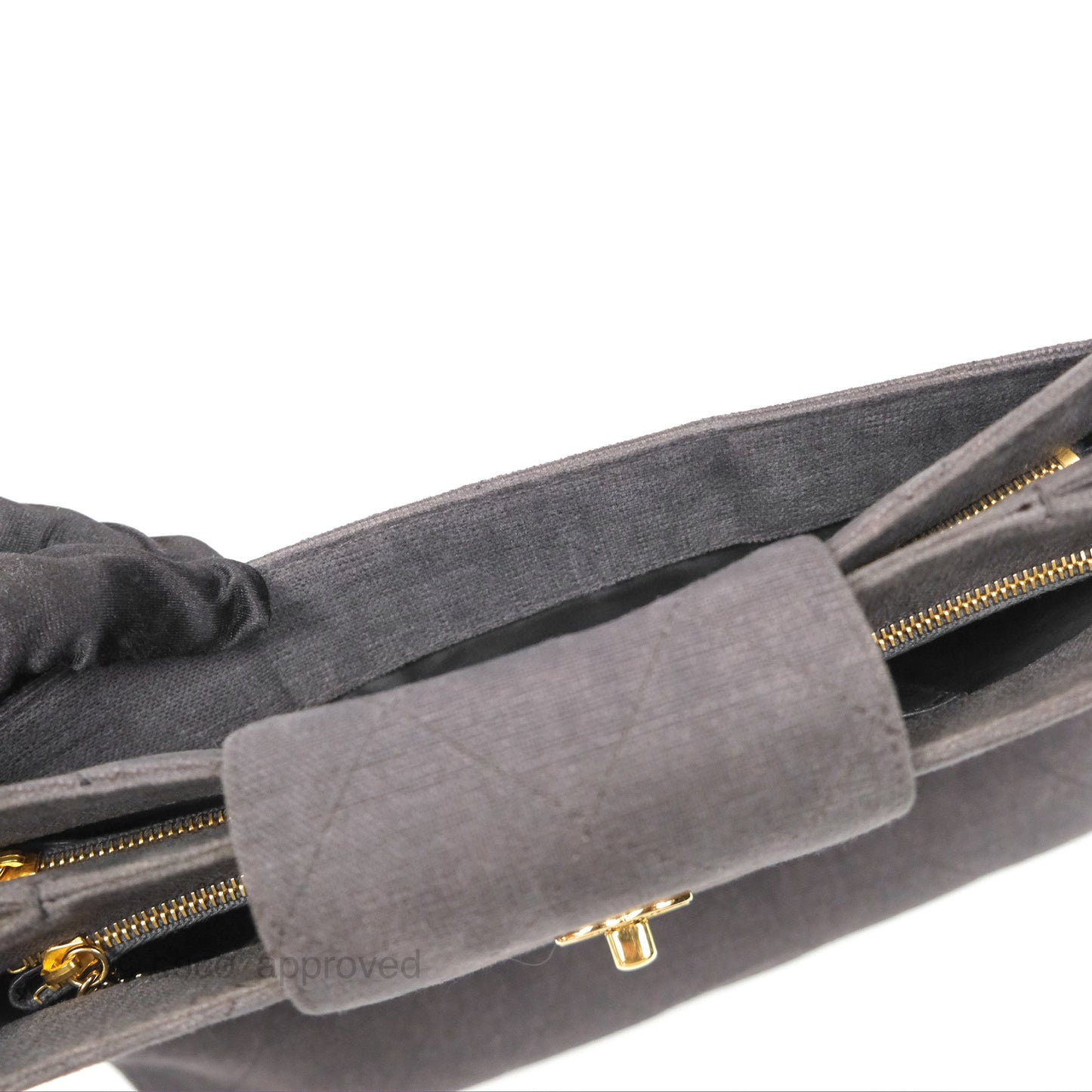 Chanel Vintage CC Lock Flap Shoulder Bag Grey Canvas 24K Gold Hardware