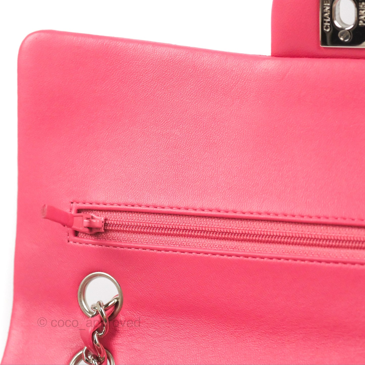 Chanel Classic M/L Medium Flap Quilted Pink Lambskin Silver Hardware