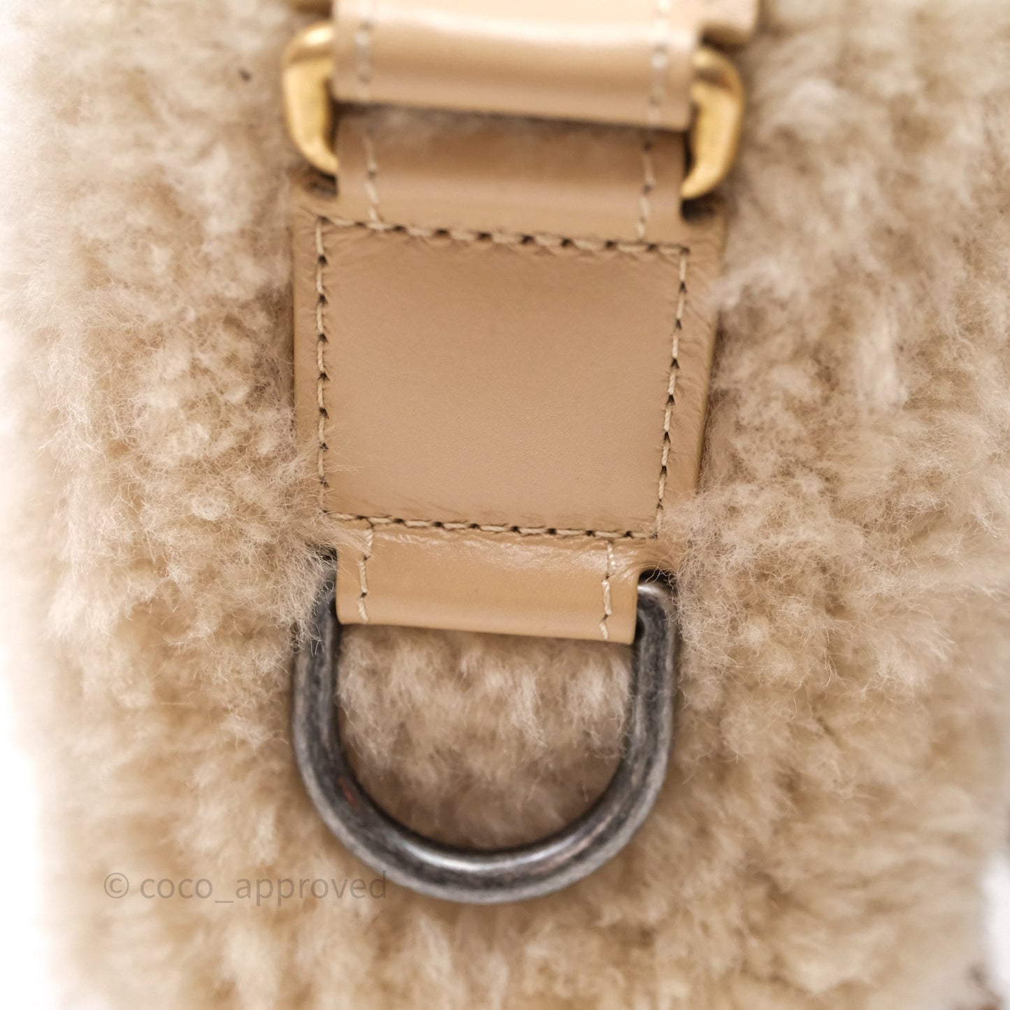 Chanel Small Gabrielle Hobo Shearling Beige Mixed Hardware