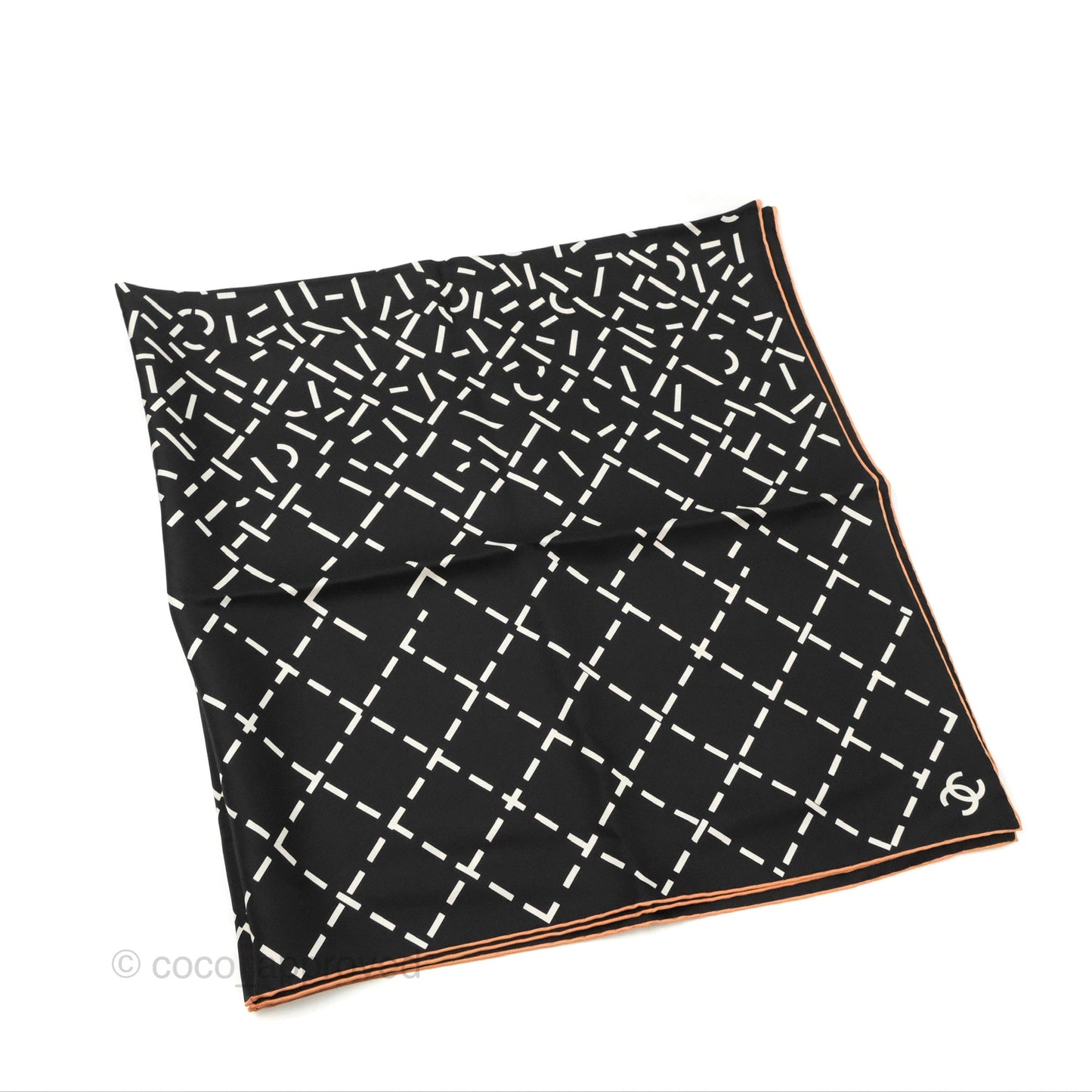 Chanel CC Silk Square Scarf 90 Black/White