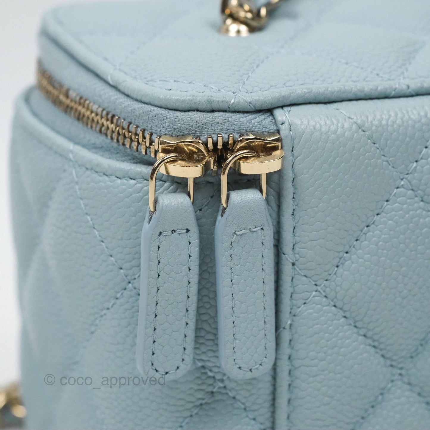 Chanel Vanity with CC Chain Light Blue Caviar Gold Hardware