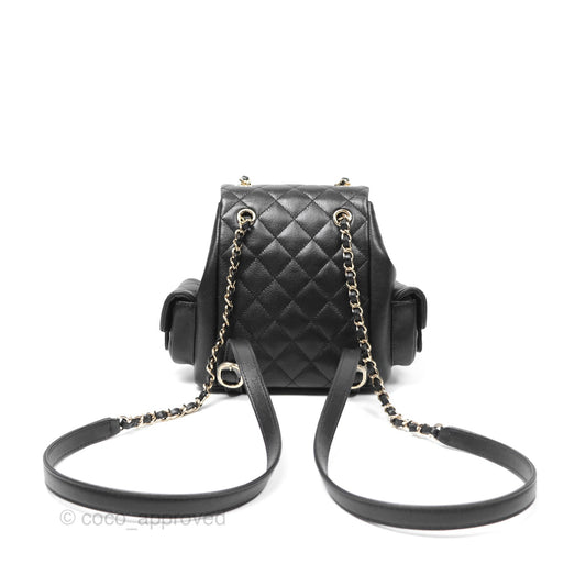 Chanel Small Duma Backpack Caviar Black Gold Hardware 23K