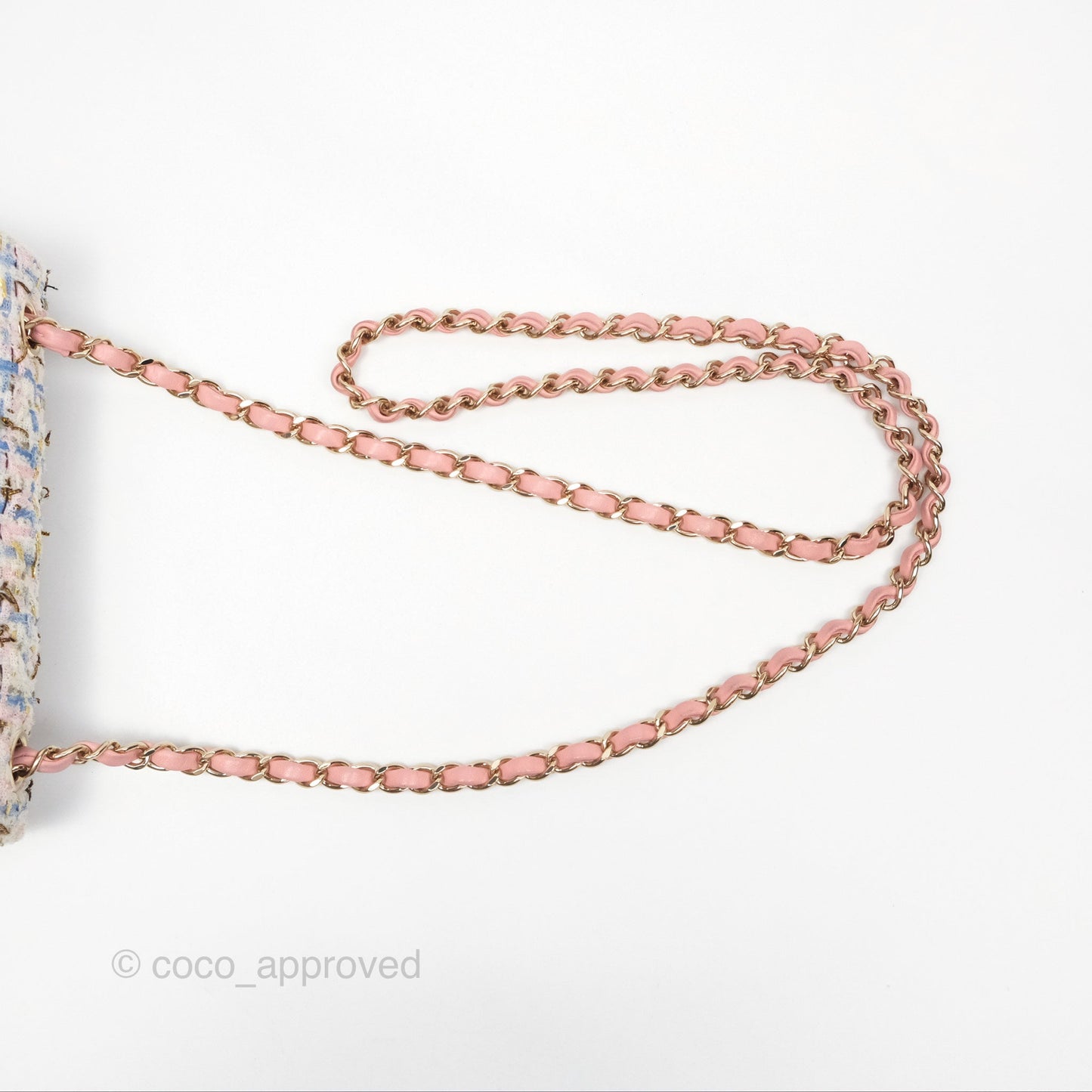 Chanel Mini Rectangular Flap Pink/ Blue/ Gold Tweed Gold Hardware