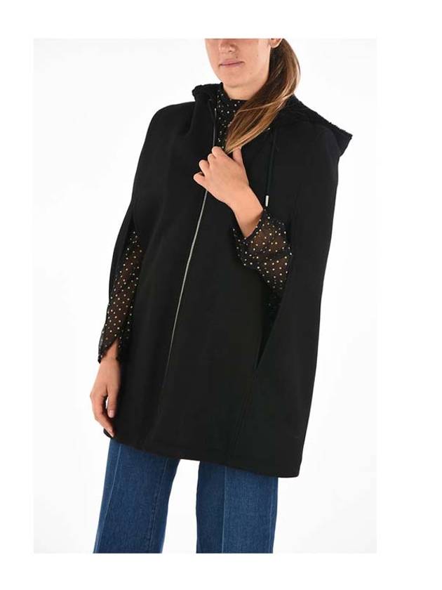 Luxury Saint Laurent Women's Virgin Wool Hooded Jacket Black