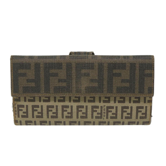 Luxury FendiZucchino Canvas Long Wallet Brown58419