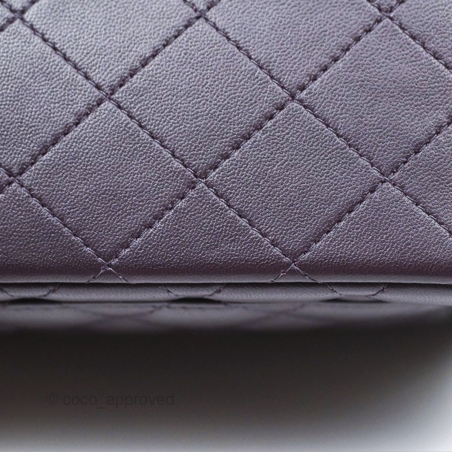 Chanel Quilted Mini Square Dark Purple Lambskin Silver Hardware