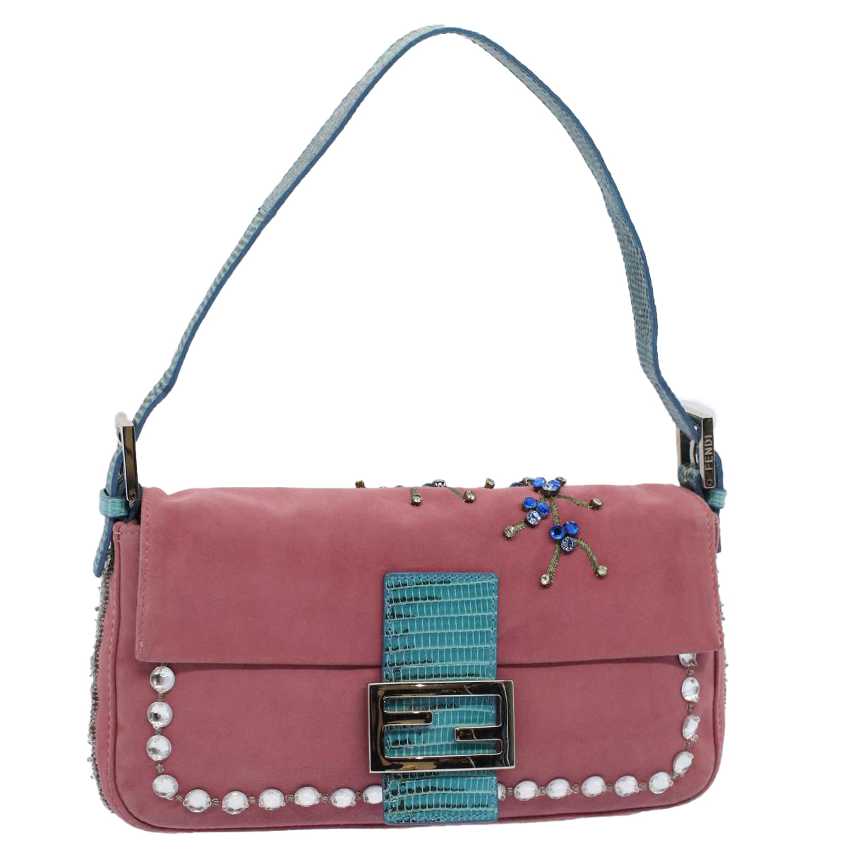 Luxury FendiMamma Baguette Shoulder Bag Suede Pink 2454 26424 09958420A