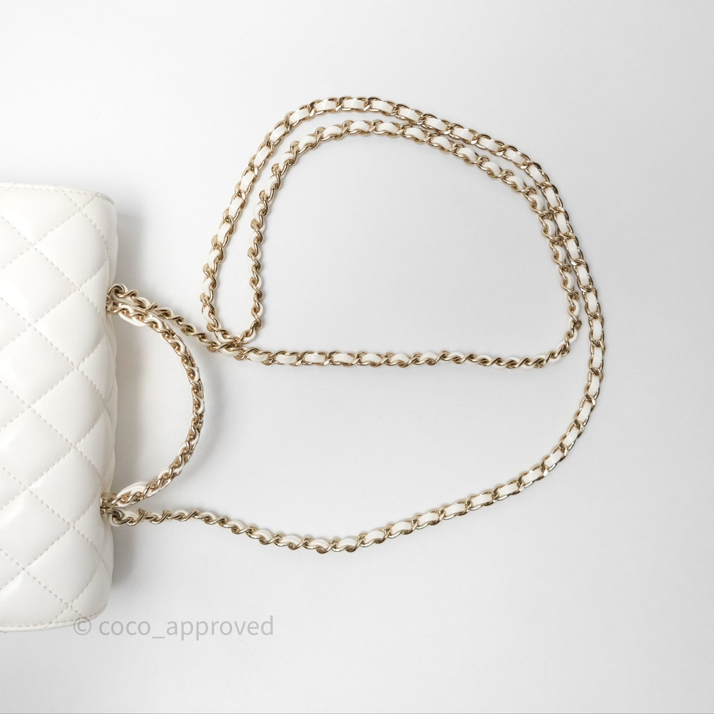 Chanel Crystals Top Handle Mini Rectangular Flap Bag White Lambskin Gold Hardware