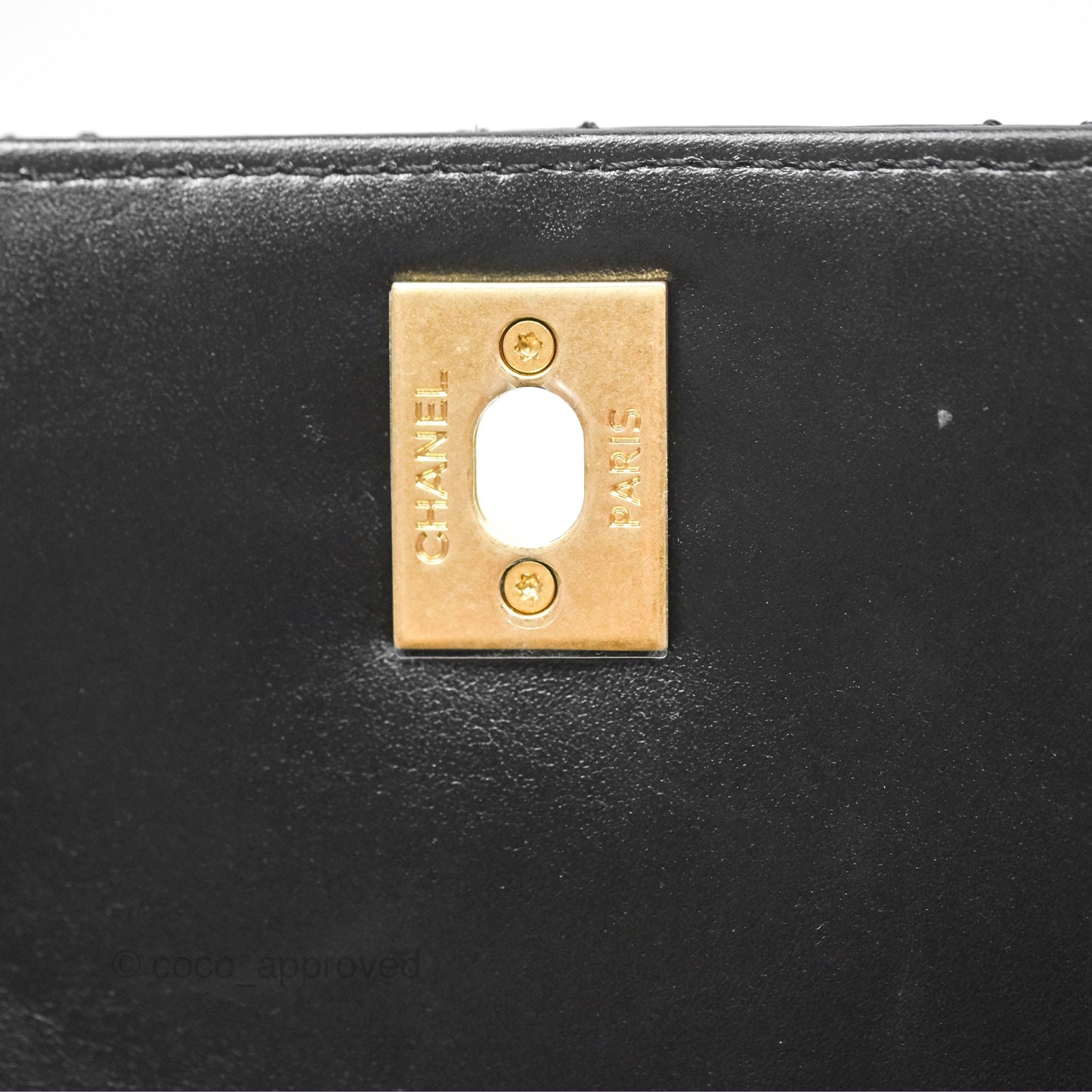 Chanel Small Coco Handle Quilted Black Calfskin Aged Gold Hardware