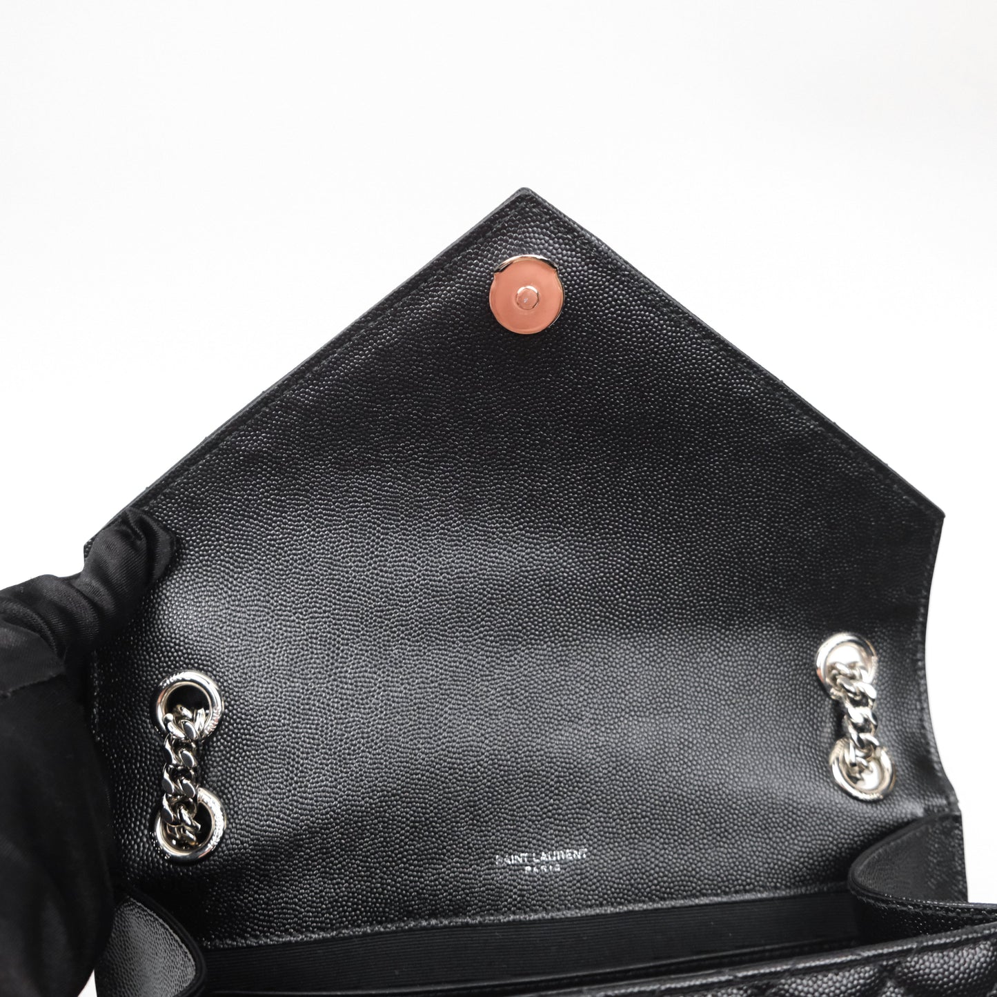 Saint Laurent Medium Envelope Black Caviar Silver Hardware