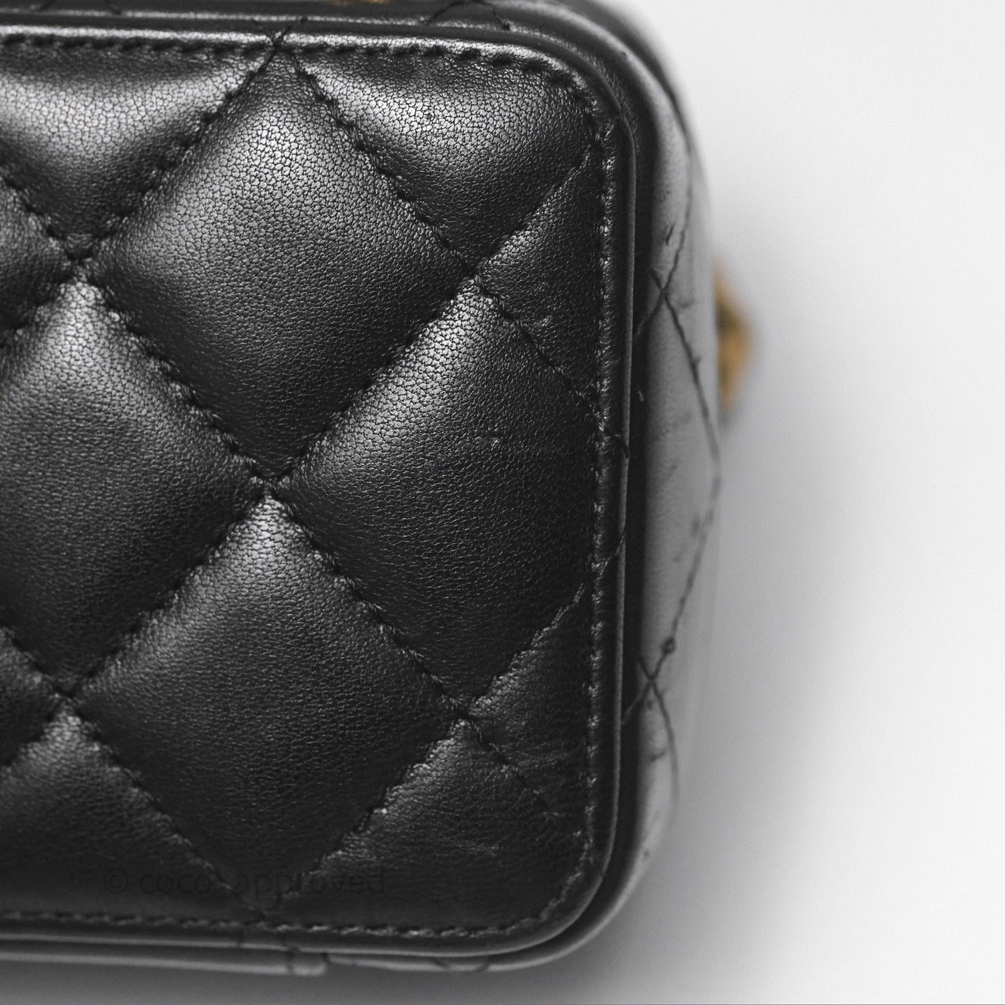 Chanel Top Handle Vanity Case Black Lambskin Aged Gold Hardware 22A