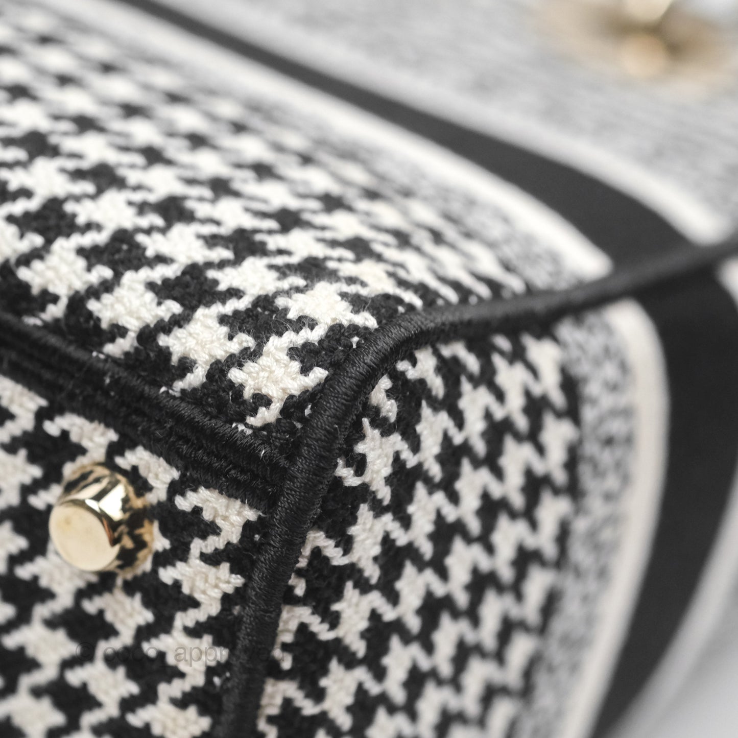 Christian Dior Medium Lady D-Lite Bag Black White Houndstooth