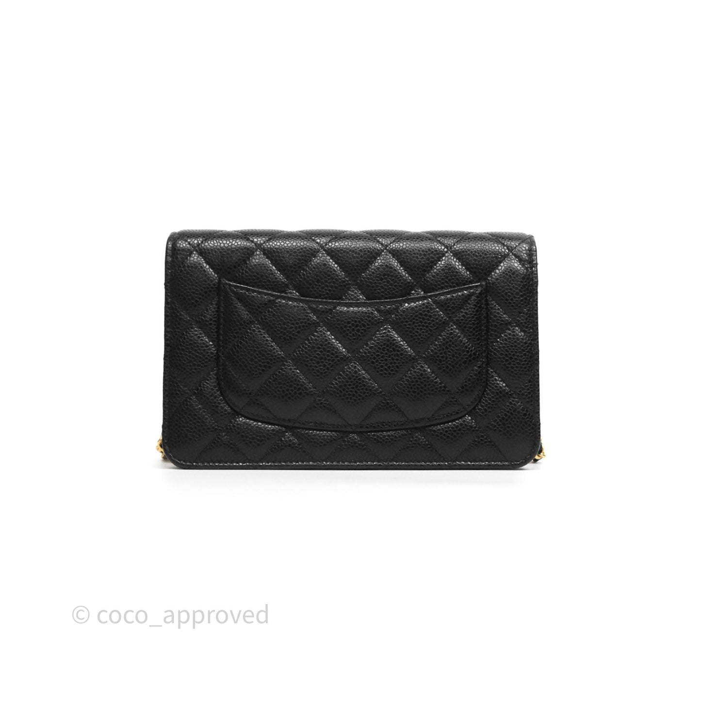 Chanel Classic Quilted Wallet On Chain WOC Black Caviar Gold Hardware