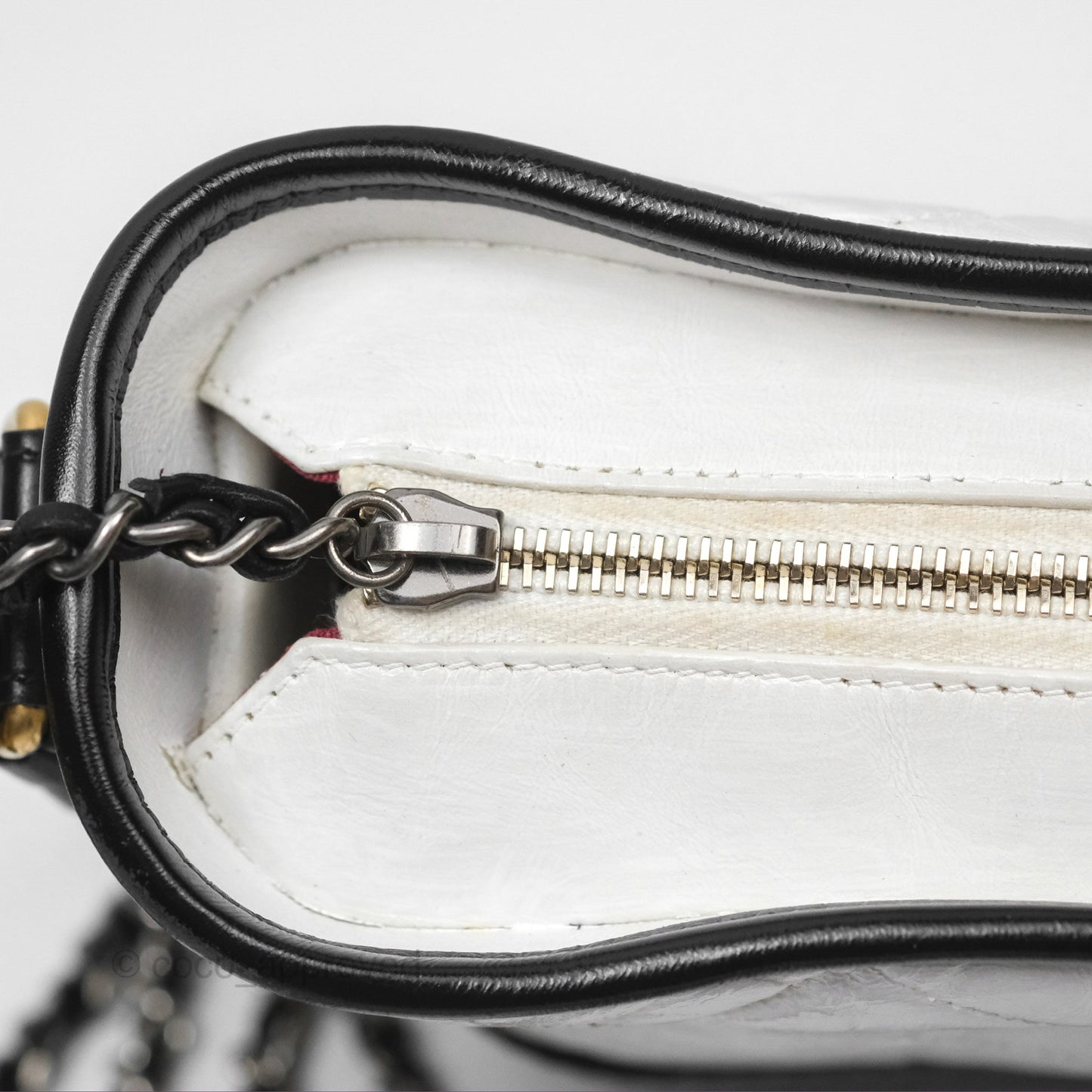 Chanel Small Gabrielle Hobo Quilted Black White Aged Calfskin
