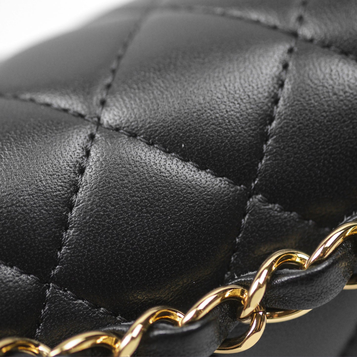 Chanel Small Classic Flap Quilted Black Lambskin Gold Hardware