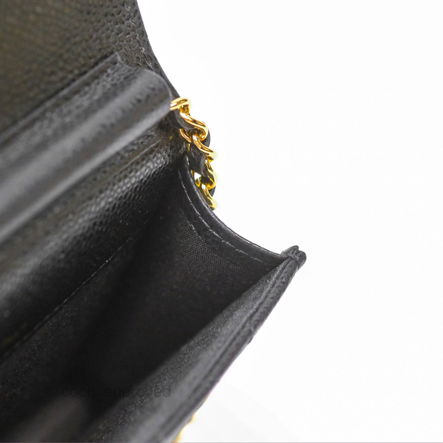Chanel Miss Coco Clutch With Chain Quilted Black Caviar Gold Hardware