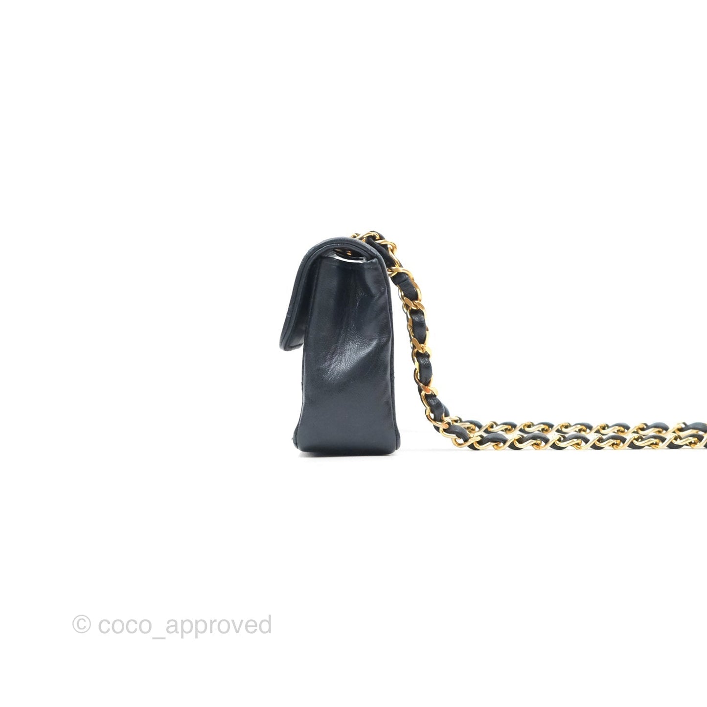 Chanel Mini Dark Navy Lambskin Flap Shoulder Bag 24K Gold Hardware