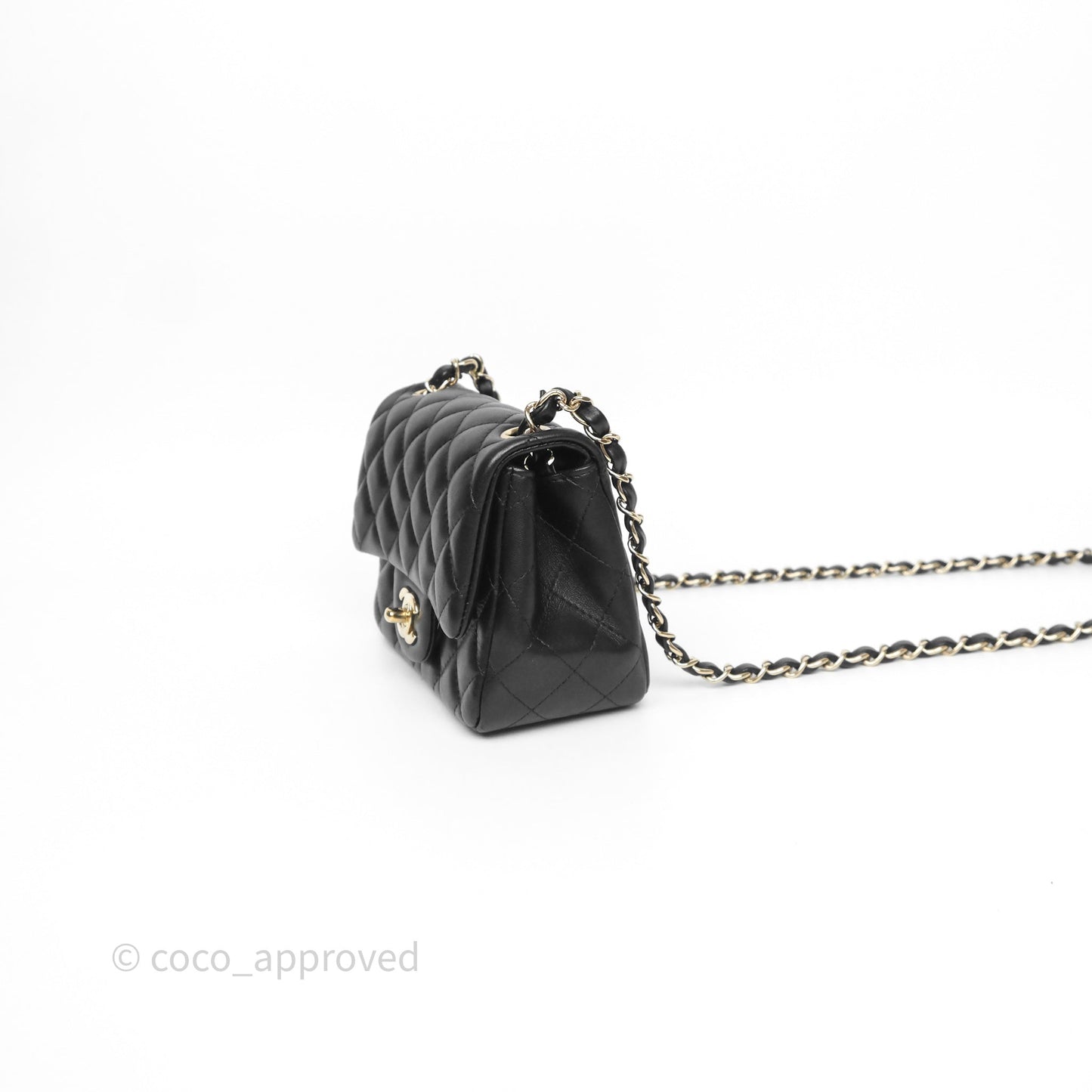 Chanel Mini Square Quilted Black Lambskin Gold Hardware