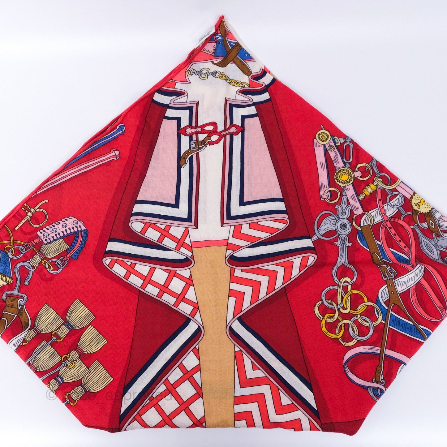 Hermes Giant Triangle Scarf Cashmere Silk Red