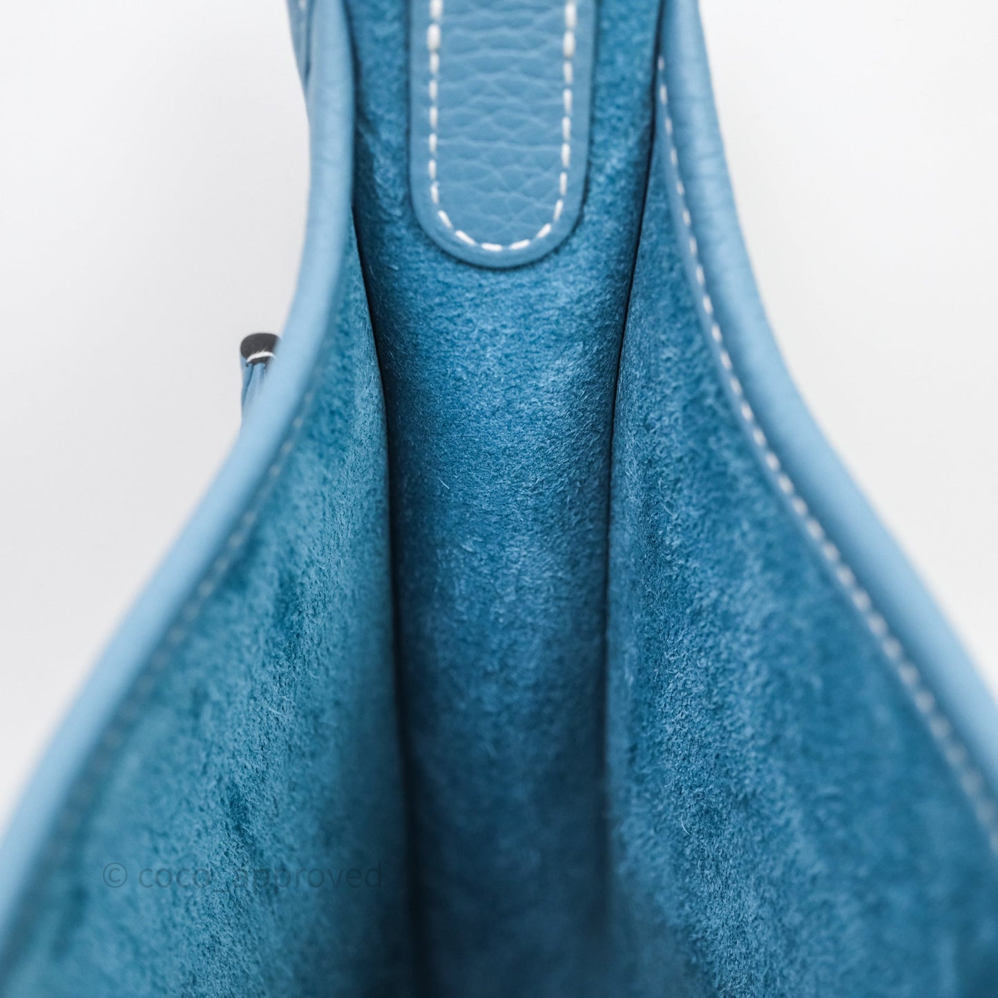 Hermès Evelyne 23 Bleu Jean 75 Clemence Palladium Hardware
