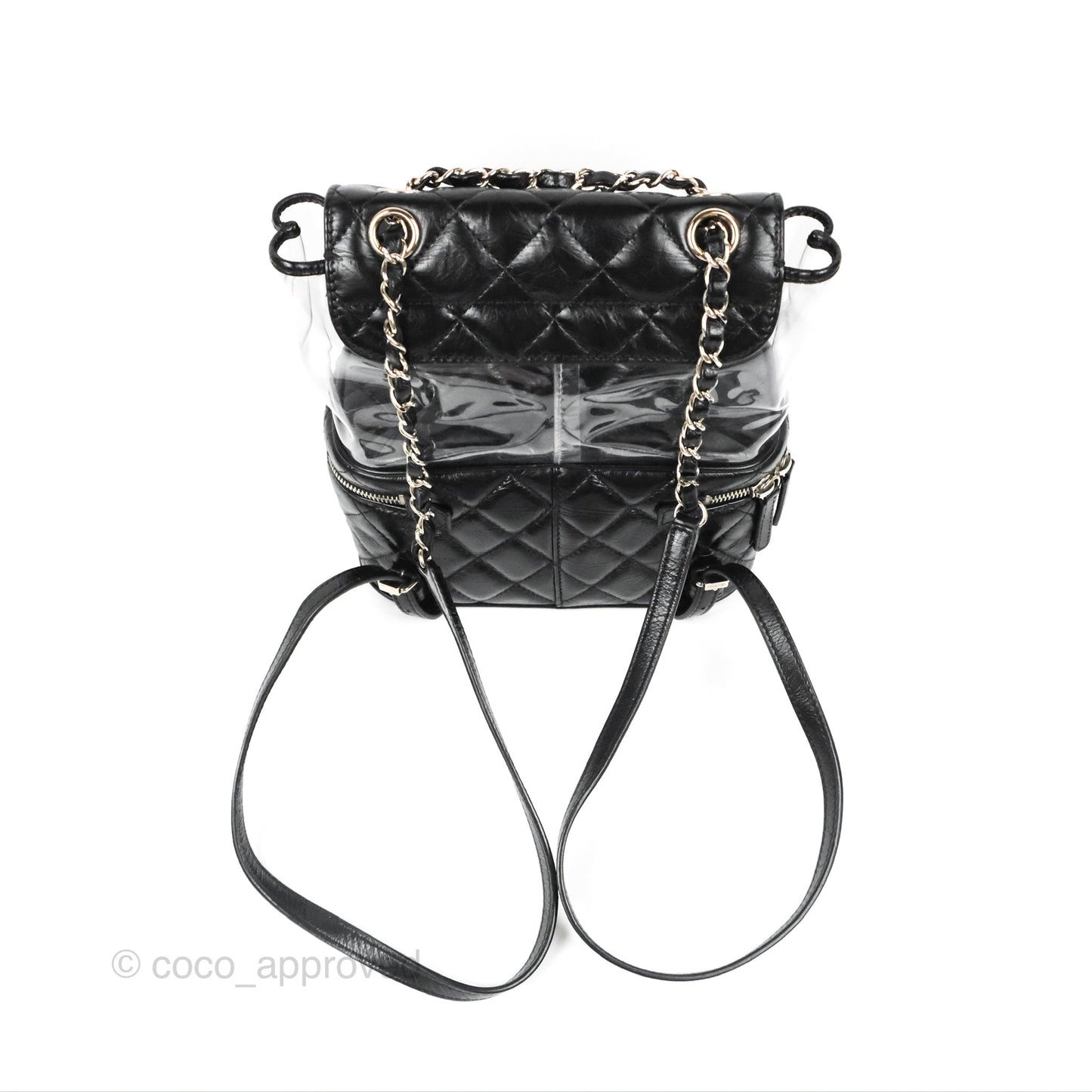 Chanel Aquarium PVC Backpack Black Crumpled Calfskin Silver Hardware
