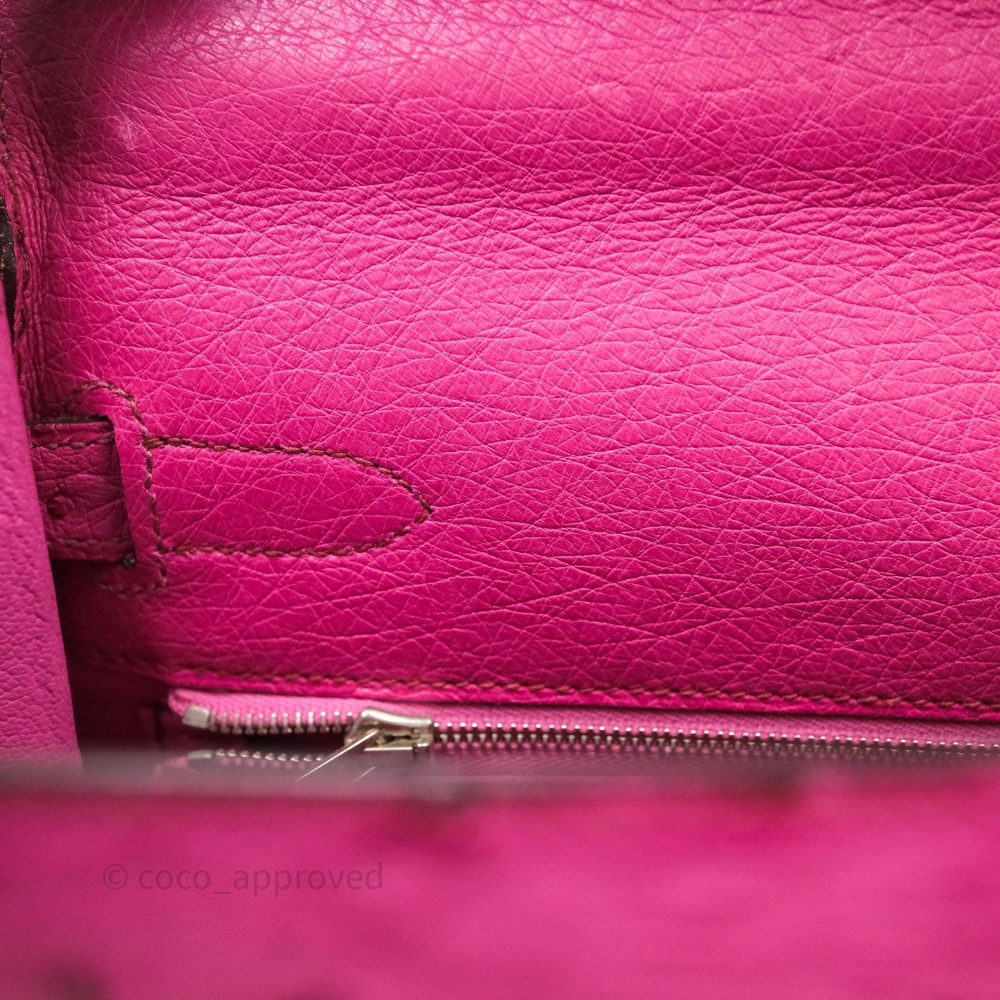 Hermes Kelly 32 Fuchsia Ostrich Palladium Hardware