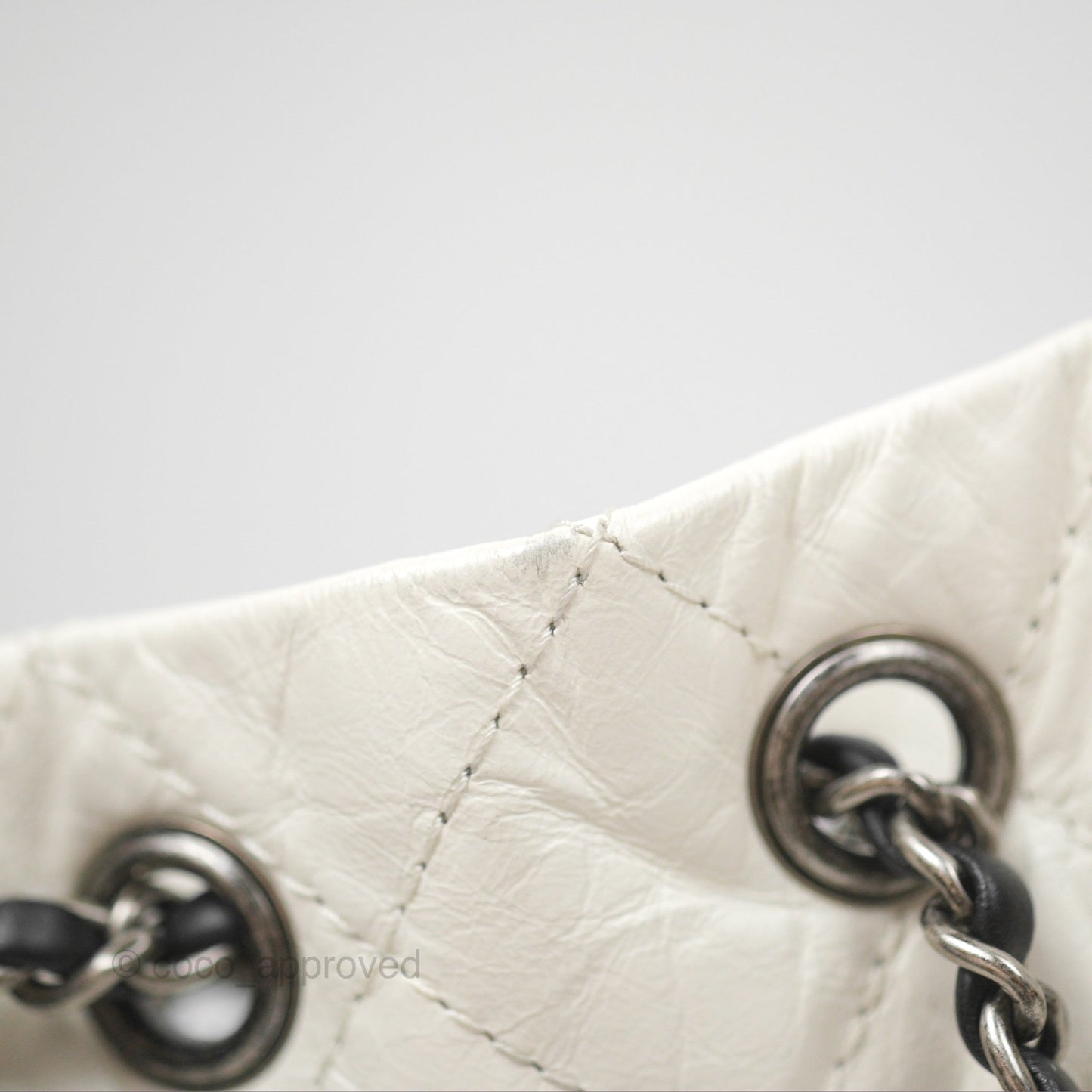 Chanel Small Gabrielle Backpack White Black Aged Calfskin