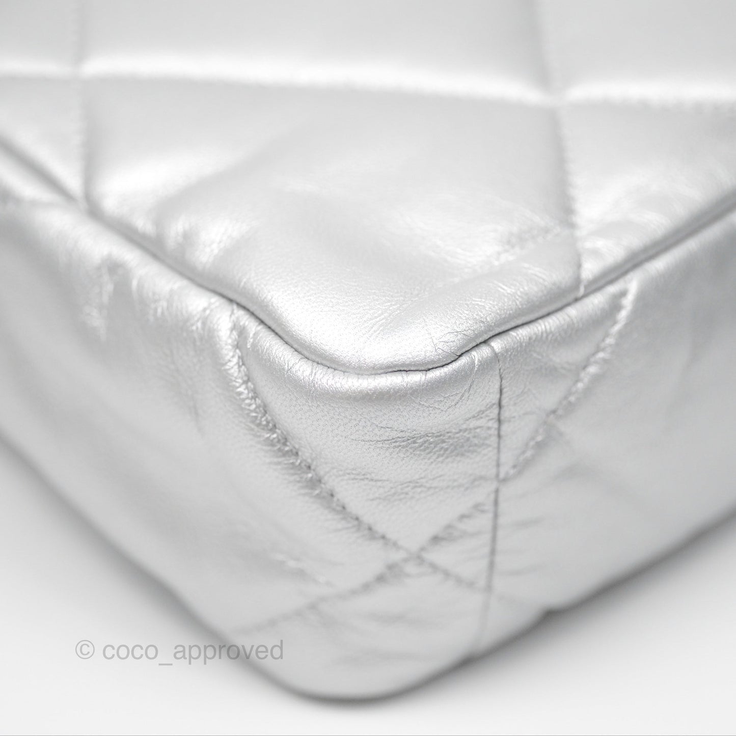 Chanel 19 Small Metallic Silver Goatskin Mixed Hardware