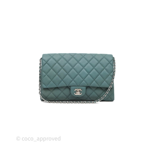 Chanel Quilted Clutch with Chain Green Caviar Gold Hardware