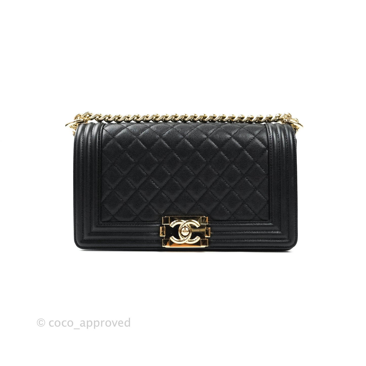 Chanel Boy Quilted Medium Black Caviar Gold Hardware
