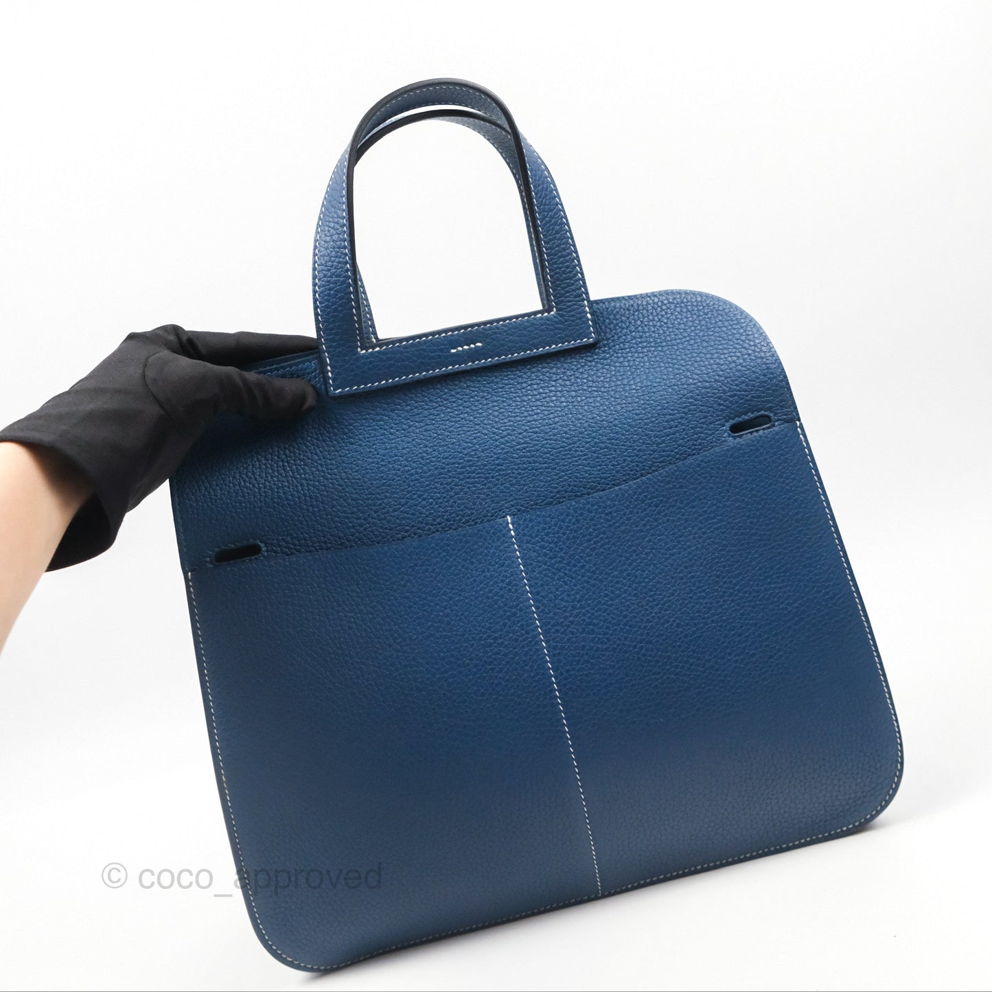 Hermès Halzan 31 Deep Blue S4 Clemence Palladium Hardware