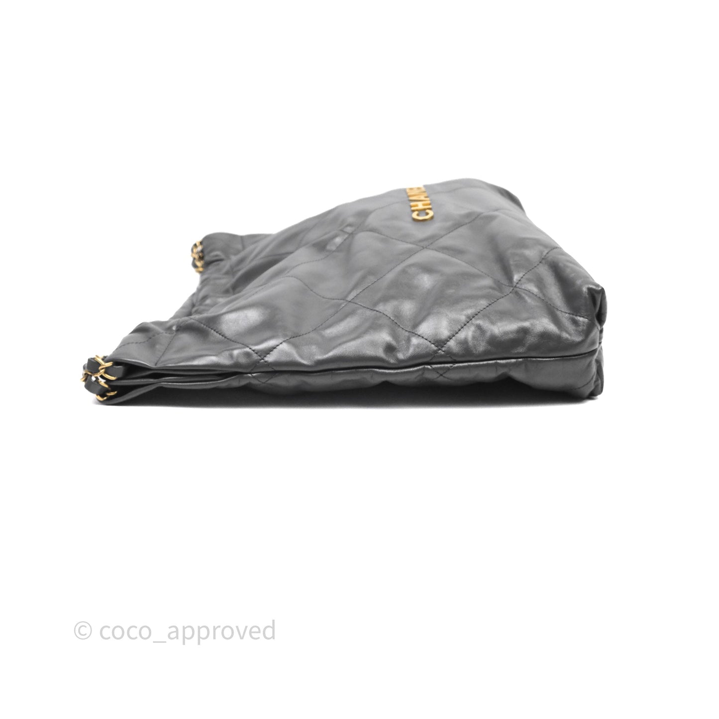 Chanel 22 Bag Medium Dark Grey Calfskin Gold Hardware