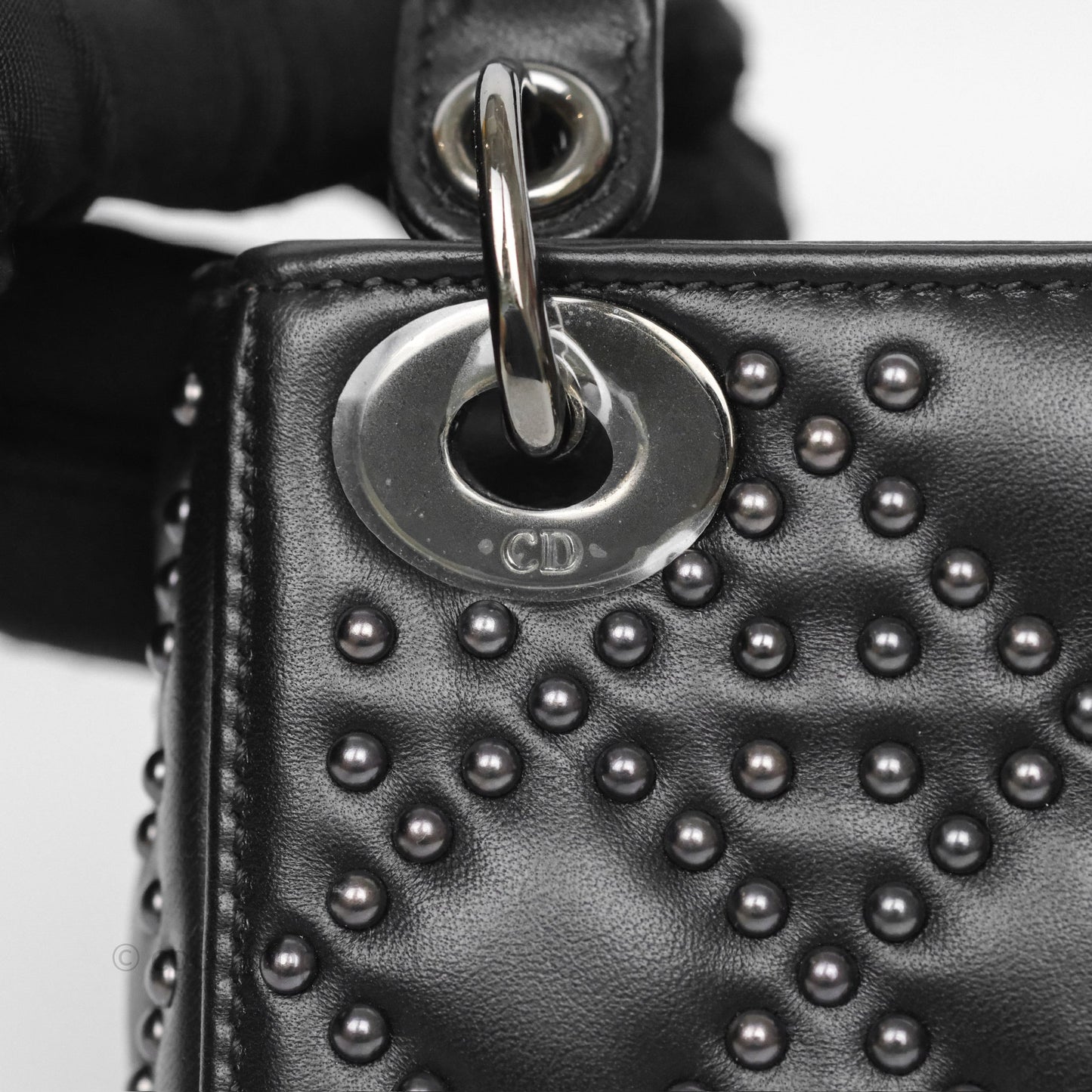 Christian Dior Micro Lady Dior Studded Cannage Black Lambskin