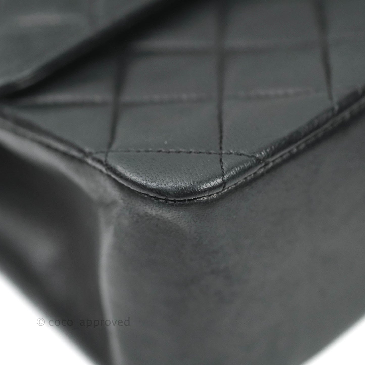 Chanel Vintage M/L Quilted Lambskin Medium Double Flap Bag Black