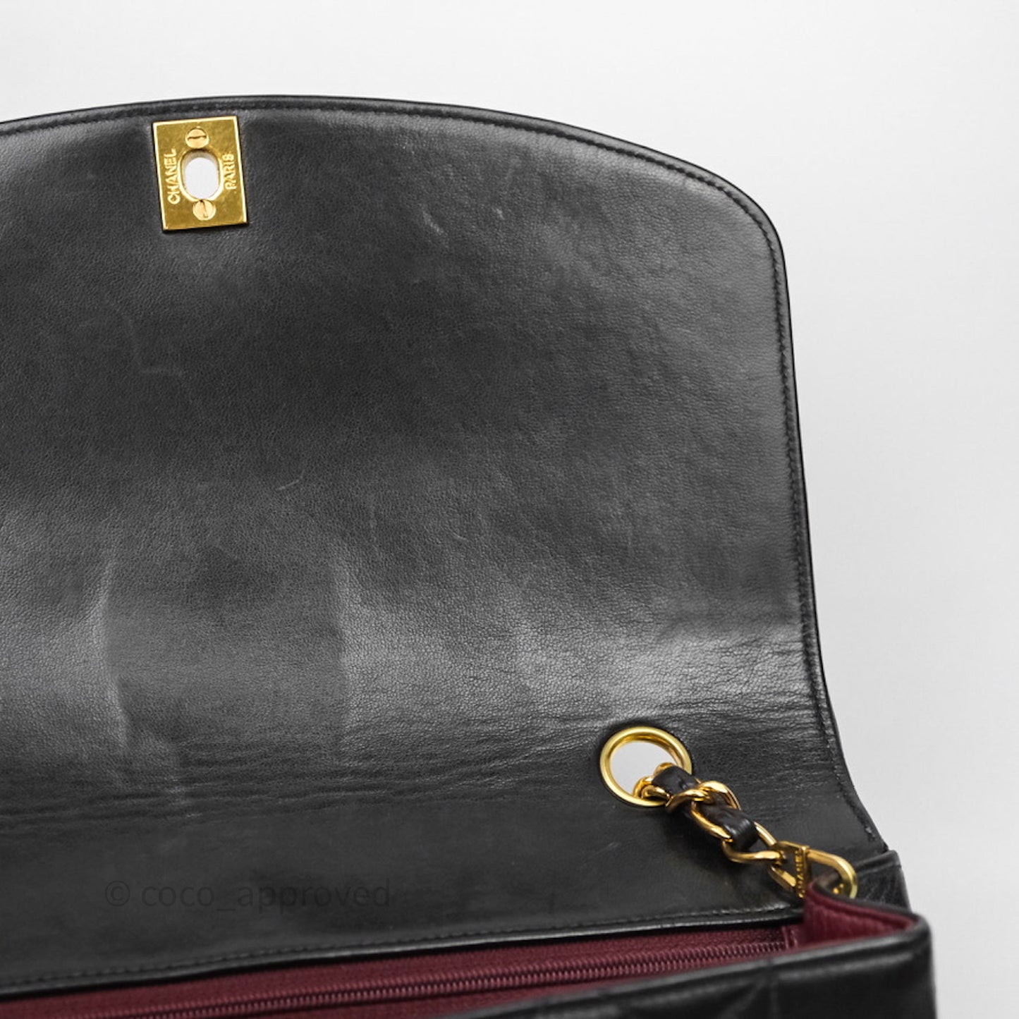 Chanel Vintage Medium Classic Diana Flap Bag Black Lambskin 24K Gold Hardware