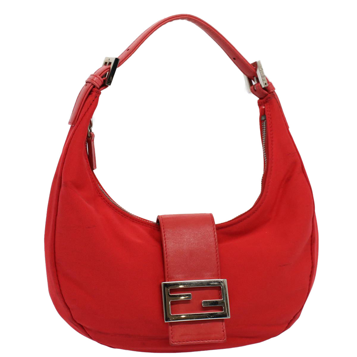 Luxury FendiMamma Baguette Shoulder Bag Nylon Red58610