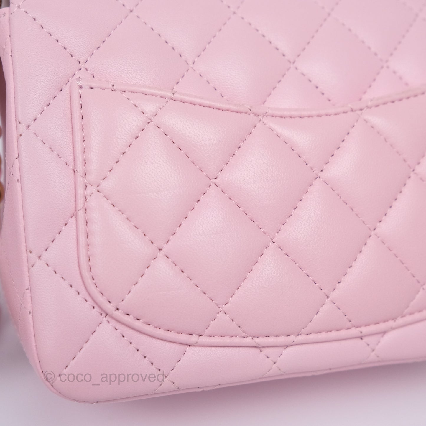 Chanel Mini Square Flap Quilted Pink Lambskin Gold Hardware