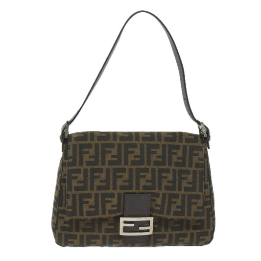 Luxury FendiZucca Canvas Mamma Baguette Shoulder Bag Nylon Brown58625