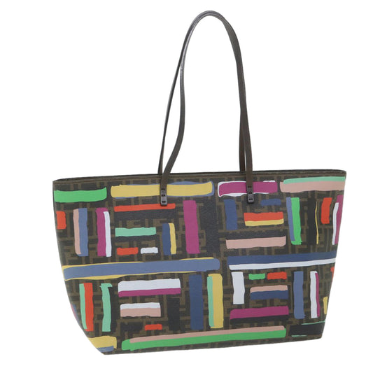 Luxury FendiZucca Canvas Tote Bag PVC Leather Brown Multicolor58632