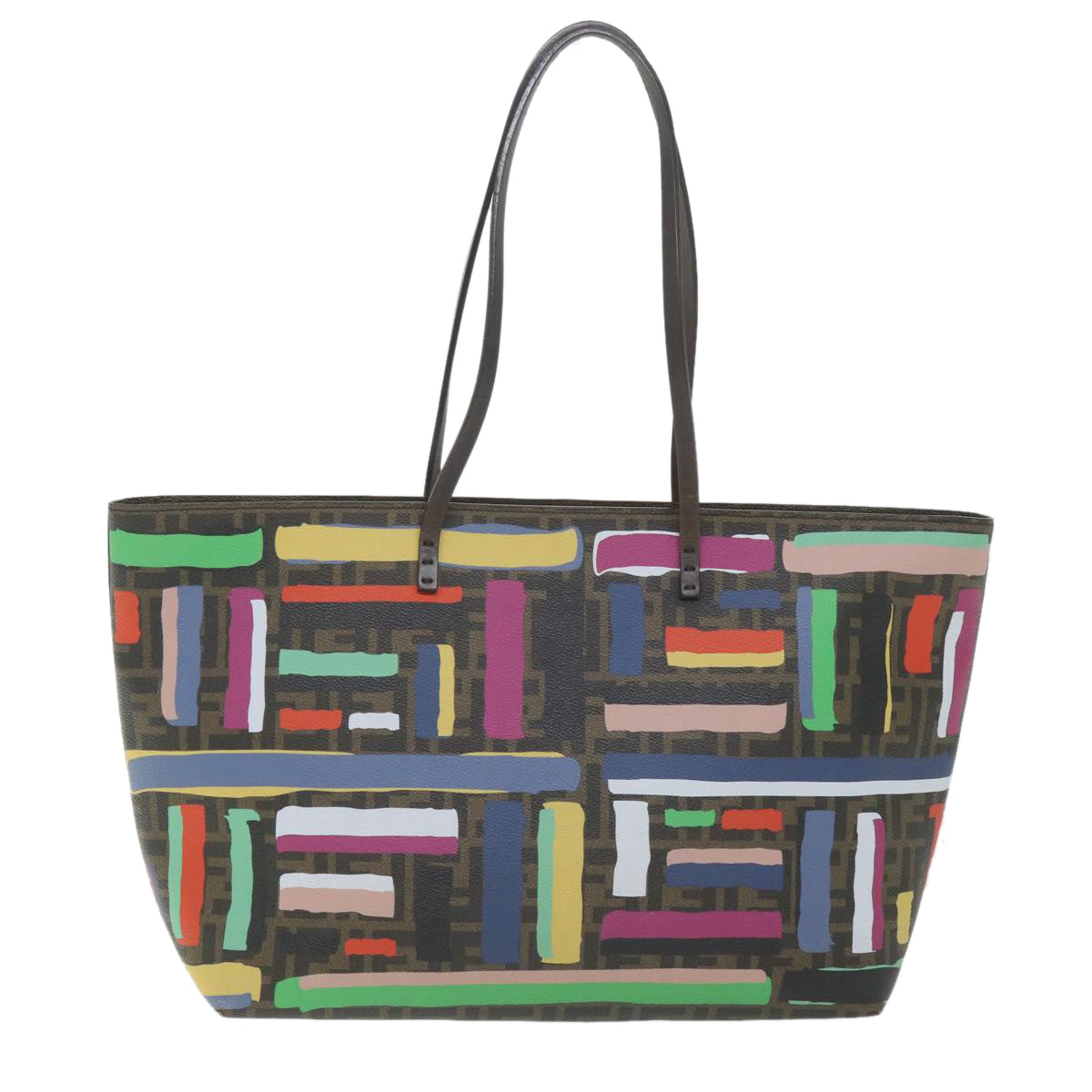 Luxury FendiZucca Canvas Tote Bag PVC Leather Brown Multicolor58632