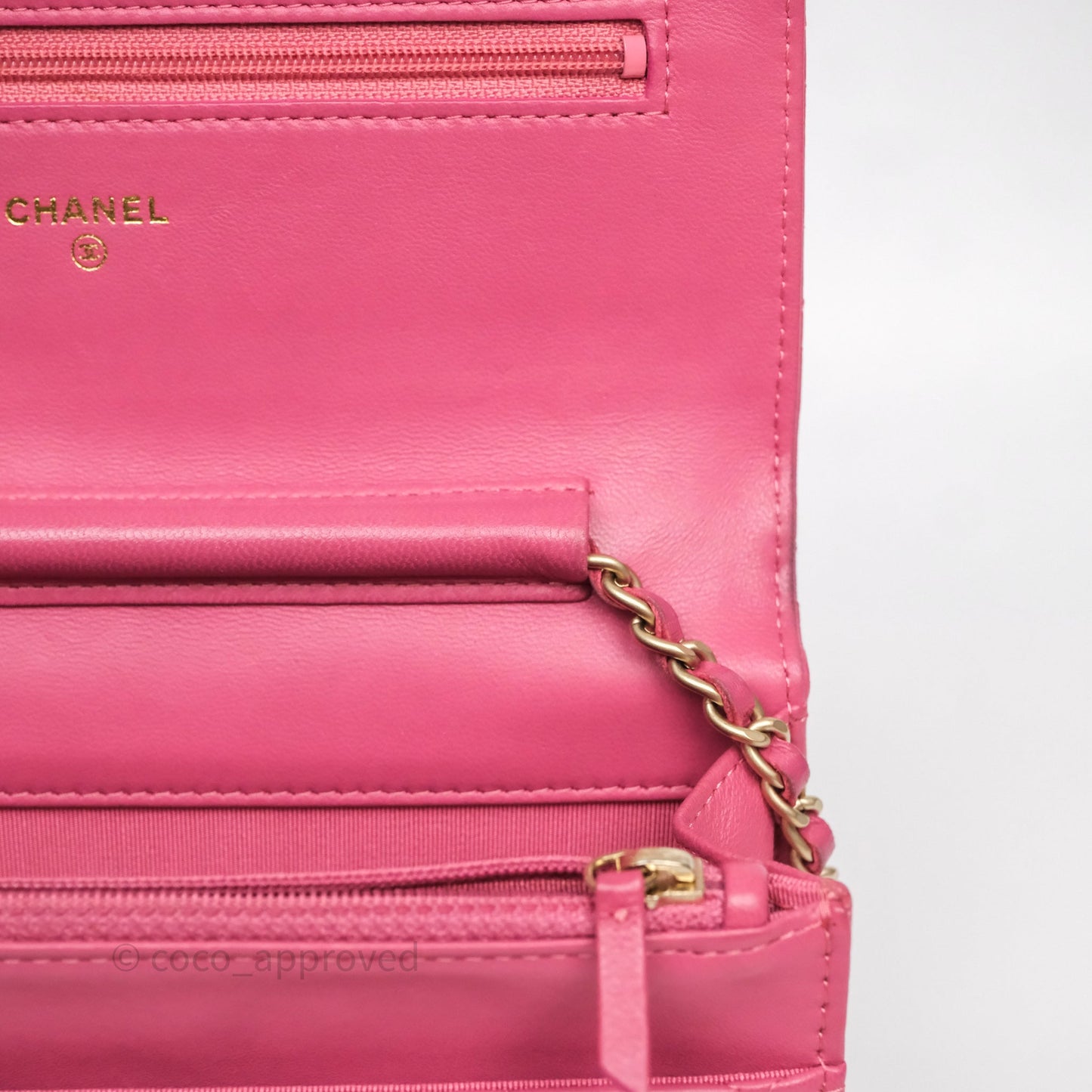 Chanel Quilted Classic WOC Pink Lambskin Gold Hardware