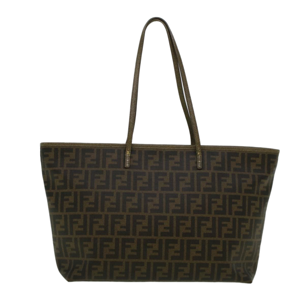 Luxury FendiZucca Canvas New York Tote Bag PVC Leather Brown Silver58639