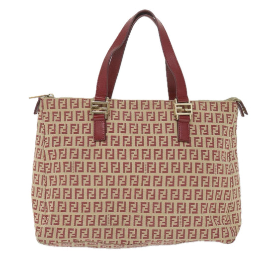 Luxury FendiZucchino Canvas Tote Bag Red Beige58644