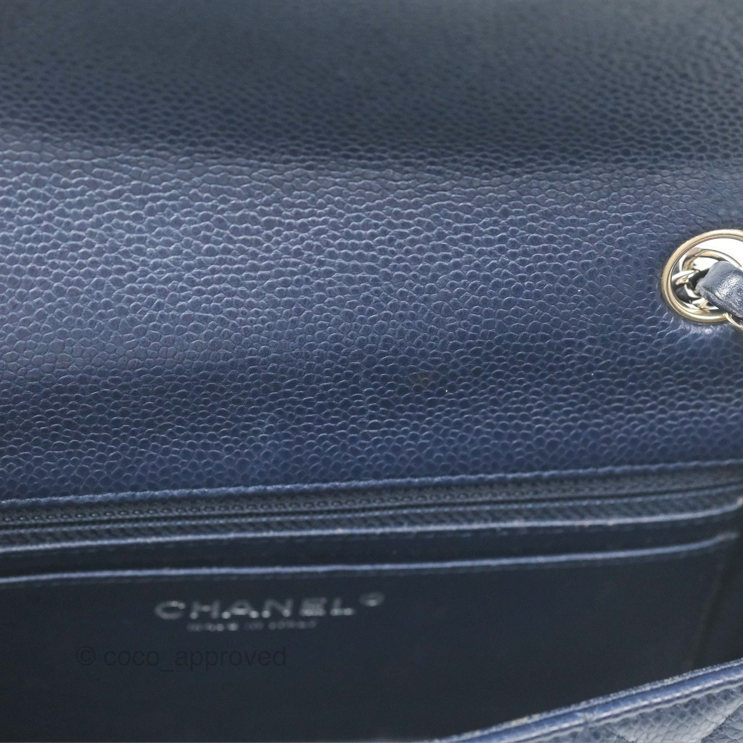 Chanel Quilted Mini Rectangular Flap Navy Caviar Silver Hardware