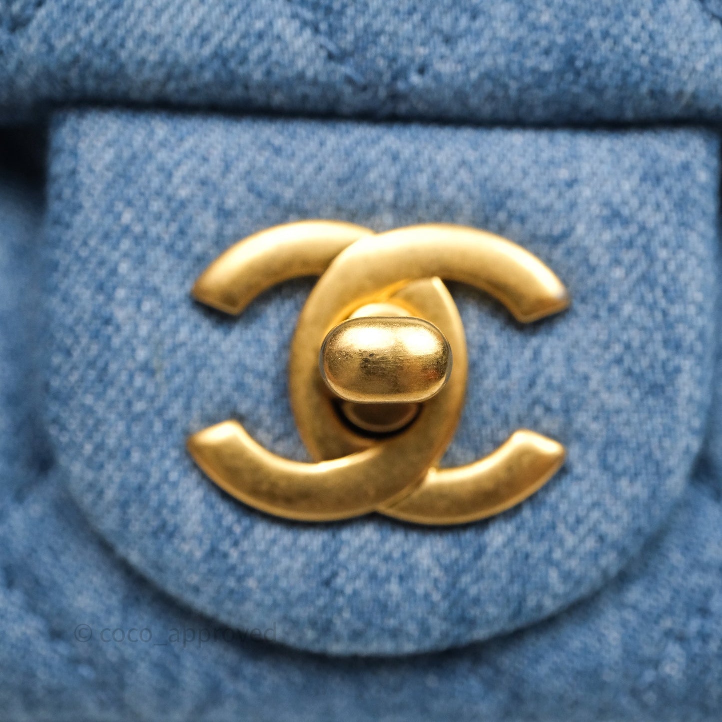 Chanel Mini Rectangular Pearl Crush Flap Quilted Denim Aged Gold Hardware