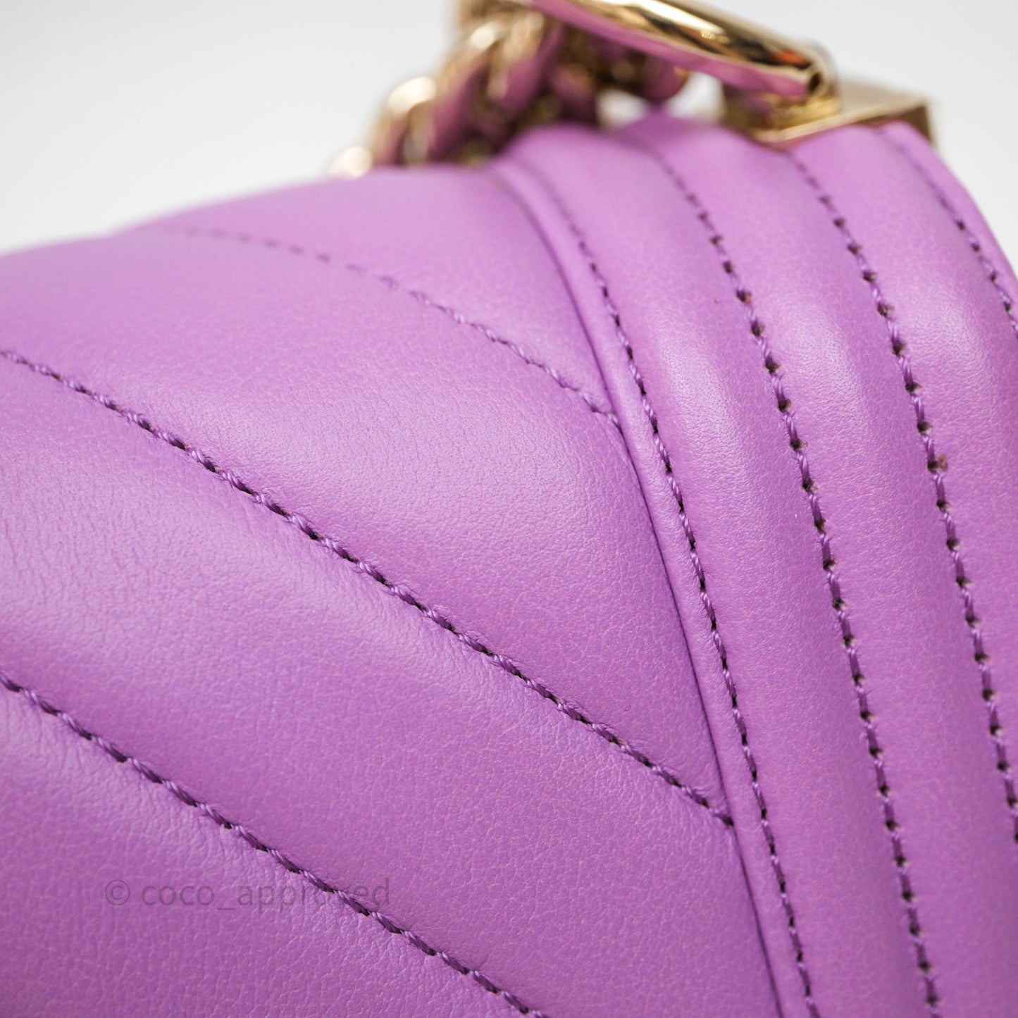 Chanel Chevron Small Boy Purple Calfskin Gold Hardware