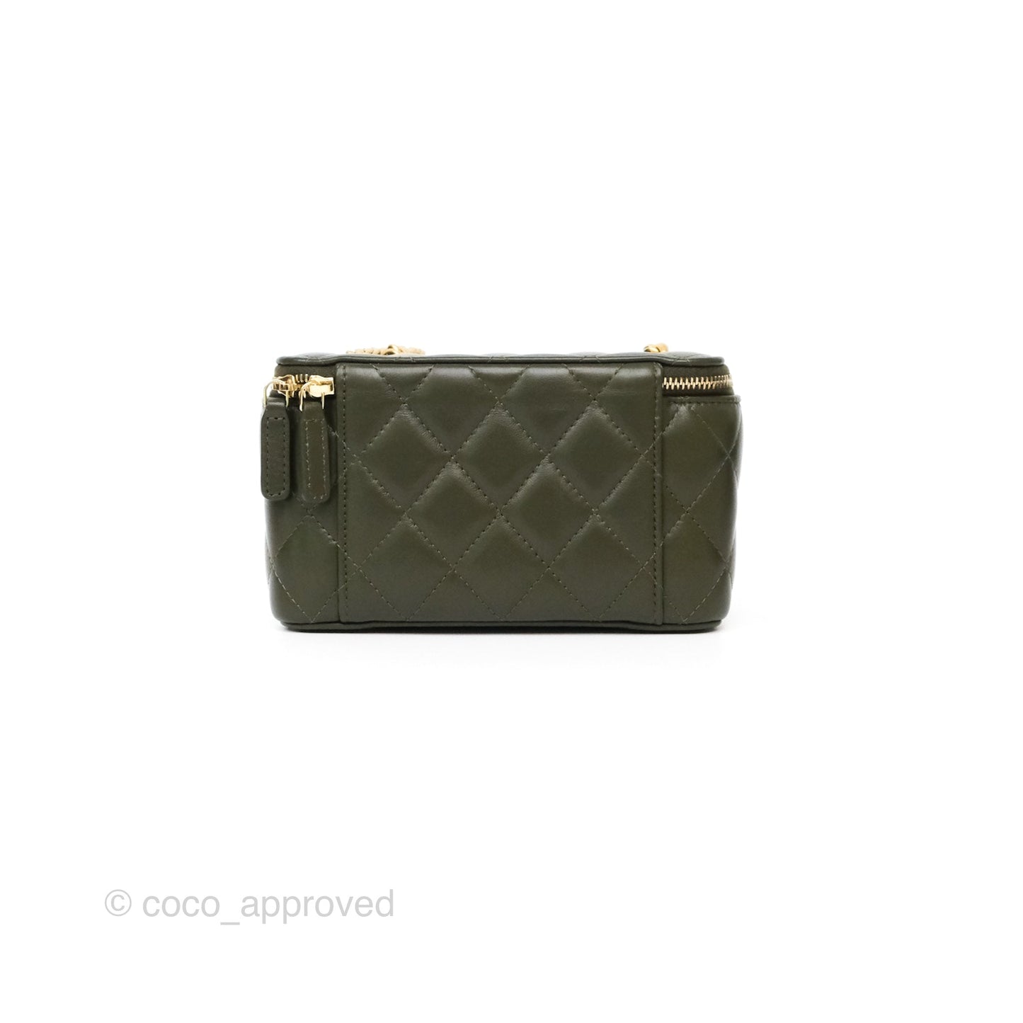 Chanel All Slide Vanity with Adjustable Chain Dark Olive Green Lambskin Aged Gold Hardware
