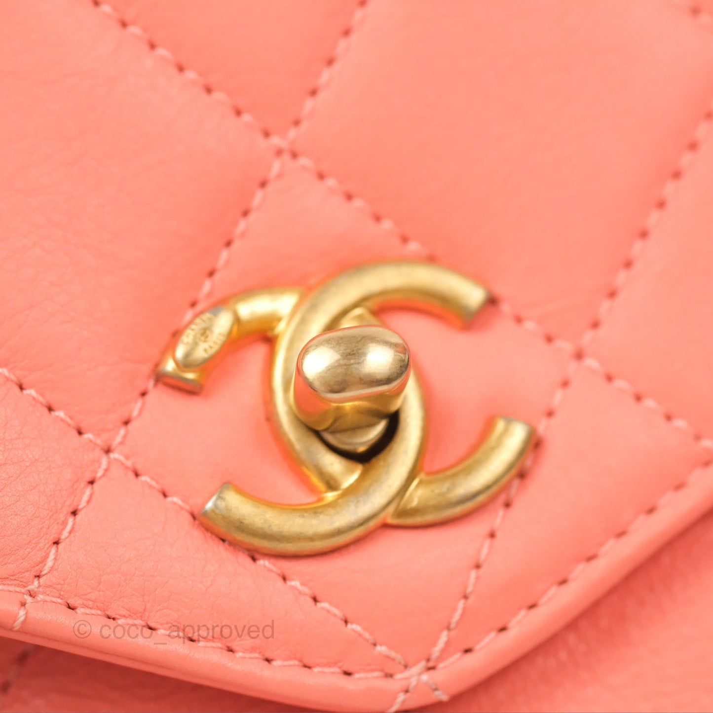 Chanel Metal Top Handle Flap Bag Iridescent Orange Claire Calfskin Aged Gold Hardware