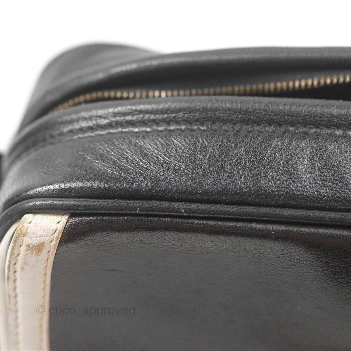 Chanel Vintage White CC Camera Bag Black Lambskin Gold Hardware